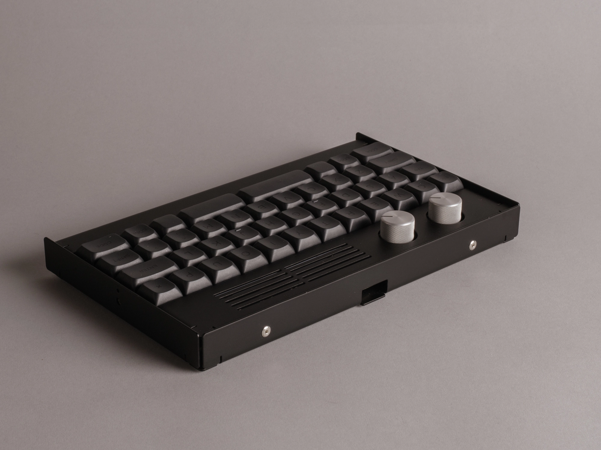 Close-up of detail on corner of keyboard